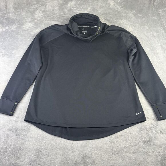 Nike Running Shirt Mens Large Black Dri-FIT Funnel Neck Thumbholes 659886-010 - Picture 7 of 13
